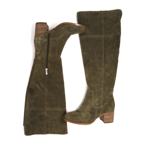 green suede tall boots